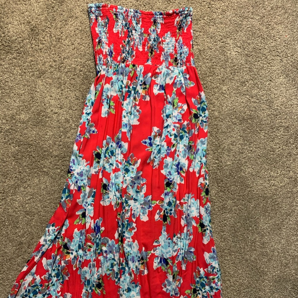 Xhilaration Dark Pink Floral Maxi Dress